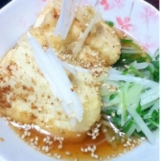 餡かけ揚げだし豆腐withハリハリ水菜。